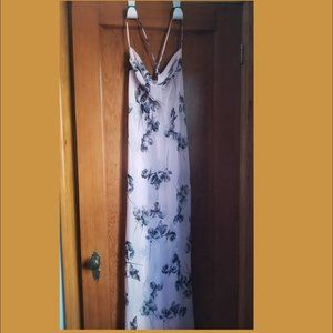 Vintage, sexy sheer, long lingerie nightdress, pink, roses, leaves, Silk & Satin